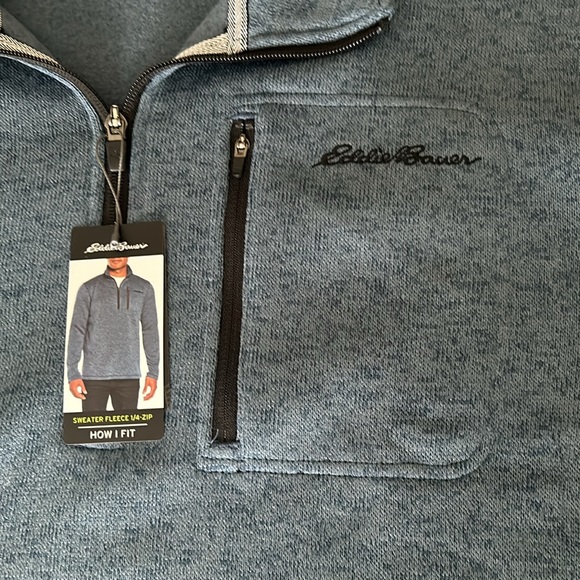 Eddie Bauer blue 1/4 Zip Sweater Fleece Size XL. NWT. - Picture 6 of 11